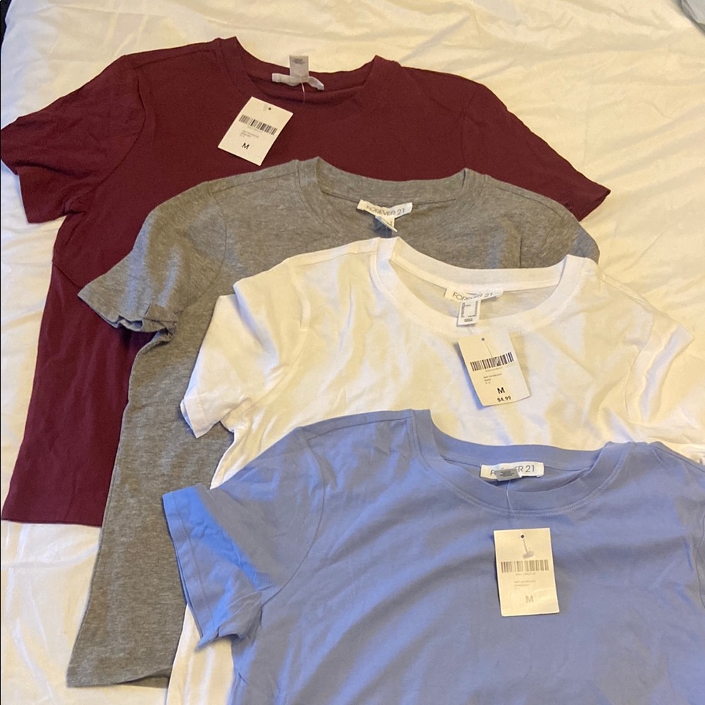Casual T-Shirt Bundle - Burgundy, Gray, White, Blue